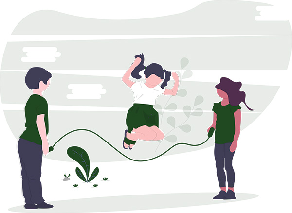 illustration of students jumping rope